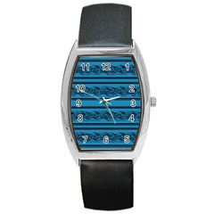 Blue Barbwire Barrel Style Metal Watch