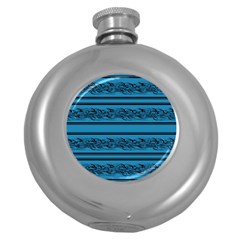 Blue Barbwire Round Hip Flask (5 Oz)