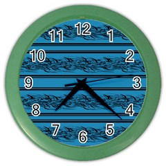 Blue Barbwire Color Wall Clocks by Valentinaart