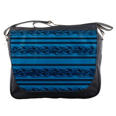 Blue Barbwire Messenger Bags by Valentinaart