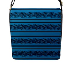 Blue Barbwire Flap Messenger Bag (l)  by Valentinaart