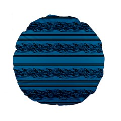 Blue Barbwire Standard 15  Premium Flano Round Cushions