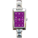 Magenta barbwire Rectangle Italian Charm Watch Front