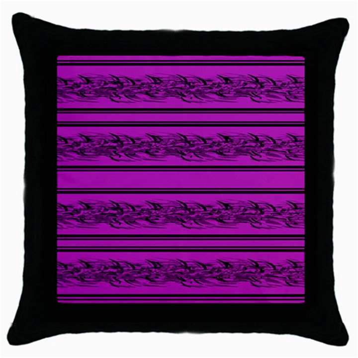 Magenta barbwire Throw Pillow Case (Black)