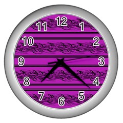 Magenta Barbwire Wall Clocks (silver) 