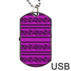 Magenta Barbwire Dog Tag Usb Flash (two Sides) 