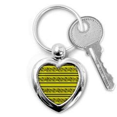 Yellow Barbwire Key Chains (heart)  by Valentinaart