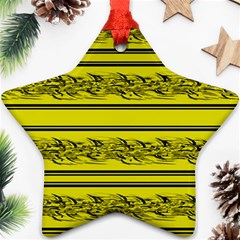 Yellow Barbwire Star Ornament (two Sides)  by Valentinaart