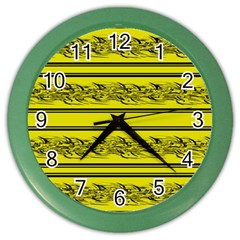 Yellow Barbwire Color Wall Clocks by Valentinaart