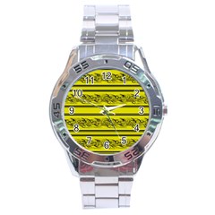 Yellow Barbwire Stainless Steel Analogue Watch by Valentinaart