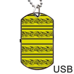 Yellow Barbwire Dog Tag Usb Flash (one Side) by Valentinaart