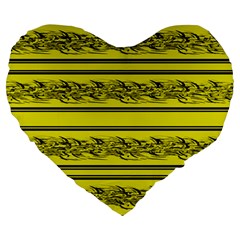 Yellow Barbwire Large 19  Premium Heart Shape Cushions