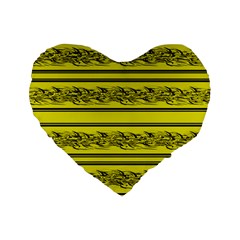 Yellow Barbwire Standard 16  Premium Flano Heart Shape Cushions