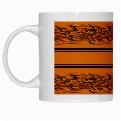 Orange Barbwire Pattern White Mugs by Valentinaart