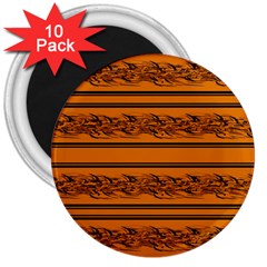 Orange Barbwire Pattern 3  Magnets (10 Pack)  by Valentinaart