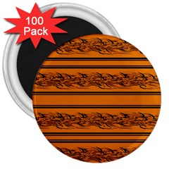 Orange Barbwire Pattern 3  Magnets (100 Pack)