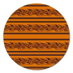 Orange Barbwire Pattern Magnet 5  (round)