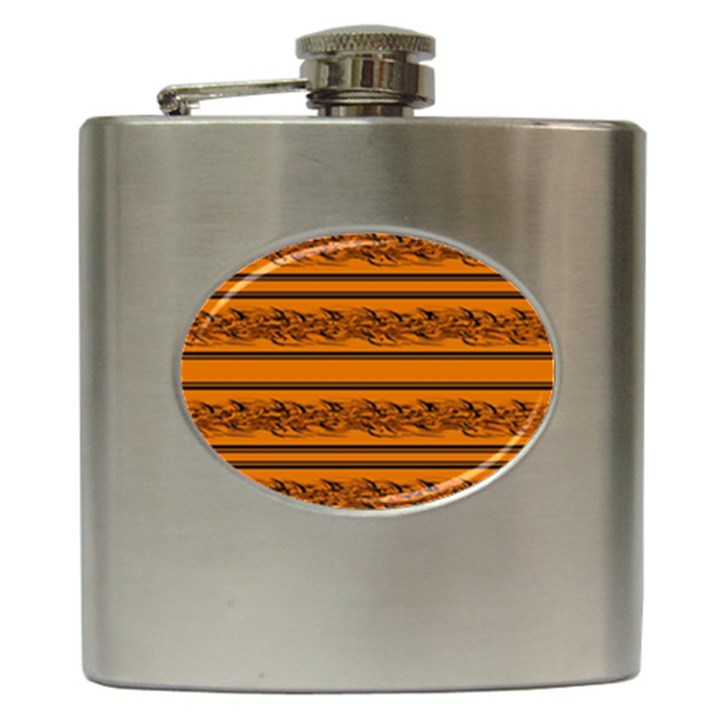 Orange barbwire pattern Hip Flask (6 oz)