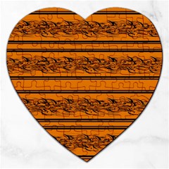 Orange Barbwire Pattern Jigsaw Puzzle (heart)