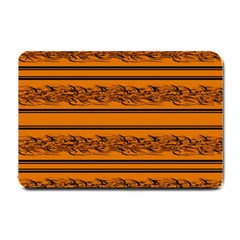 Orange Barbwire Pattern Small Doormat  by Valentinaart