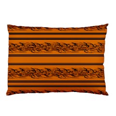 Orange Barbwire Pattern Pillow Case by Valentinaart