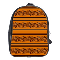 Orange Barbwire Pattern School Bags(large)  by Valentinaart