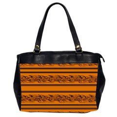 Orange Barbwire Pattern Office Handbags (2 Sides)  by Valentinaart