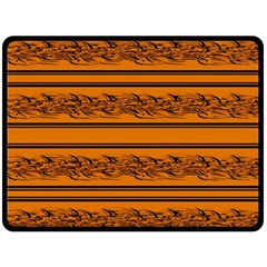 Orange Barbwire Pattern Fleece Blanket (large)  by Valentinaart