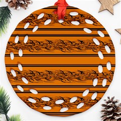 Orange Barbwire Pattern Round Filigree Ornament (2side)