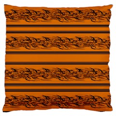 Orange Barbwire Pattern Large Cushion Case (two Sides) by Valentinaart