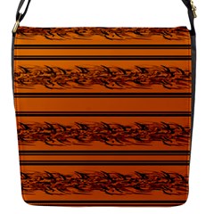 Orange Barbwire Pattern Flap Messenger Bag (s) by Valentinaart