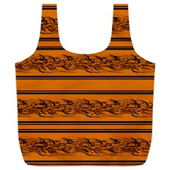 Orange Barbwire Pattern Full Print Recycle Bags (l)  by Valentinaart