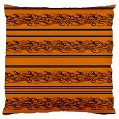 Orange Barbwire Pattern Large Flano Cushion Case (one Side) by Valentinaart