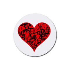 Valentine Hart Rubber Round Coaster (4 pack) 