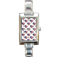 Usa Grunge Heart Shaped Flag Pattern Rectangle Italian Charm Watch