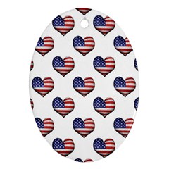 Usa Grunge Heart Shaped Flag Pattern Ornament (oval)  by dflcprints