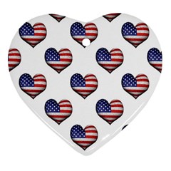 Usa Grunge Heart Shaped Flag Pattern Ornament (heart)  by dflcprints