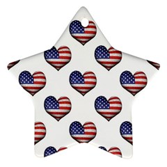 Usa Grunge Heart Shaped Flag Pattern Ornament (star)  by dflcprints