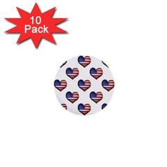 Usa Grunge Heart Shaped Flag Pattern 1  Mini Buttons (10 Pack) 