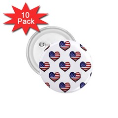 Usa Grunge Heart Shaped Flag Pattern 1 75  Buttons (10 Pack)