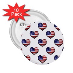 Usa Grunge Heart Shaped Flag Pattern 2 25  Buttons (10 Pack) 