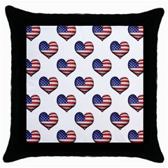 Usa Grunge Heart Shaped Flag Pattern Throw Pillow Case (black)