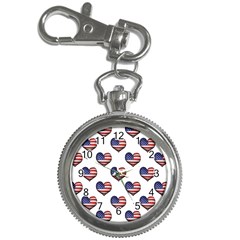 Usa Grunge Heart Shaped Flag Pattern Key Chain Watches