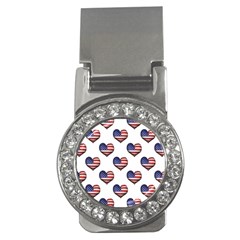 Usa Grunge Heart Shaped Flag Pattern Money Clips (cz)  by dflcprints