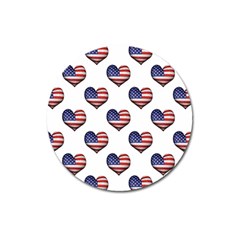 Usa Grunge Heart Shaped Flag Pattern Magnet 3  (round)