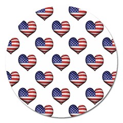 Usa Grunge Heart Shaped Flag Pattern Magnet 5  (round)