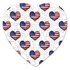 Usa Grunge Heart Shaped Flag Pattern Jigsaw Puzzle (heart)