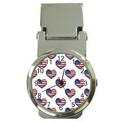 Usa Grunge Heart Shaped Flag Pattern Money Clip Watches