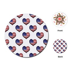 Usa Grunge Heart Shaped Flag Pattern Playing Cards (round)  by dflcprints