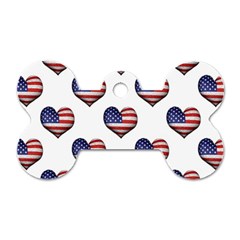 Usa Grunge Heart Shaped Flag Pattern Dog Tag Bone (two Sides)